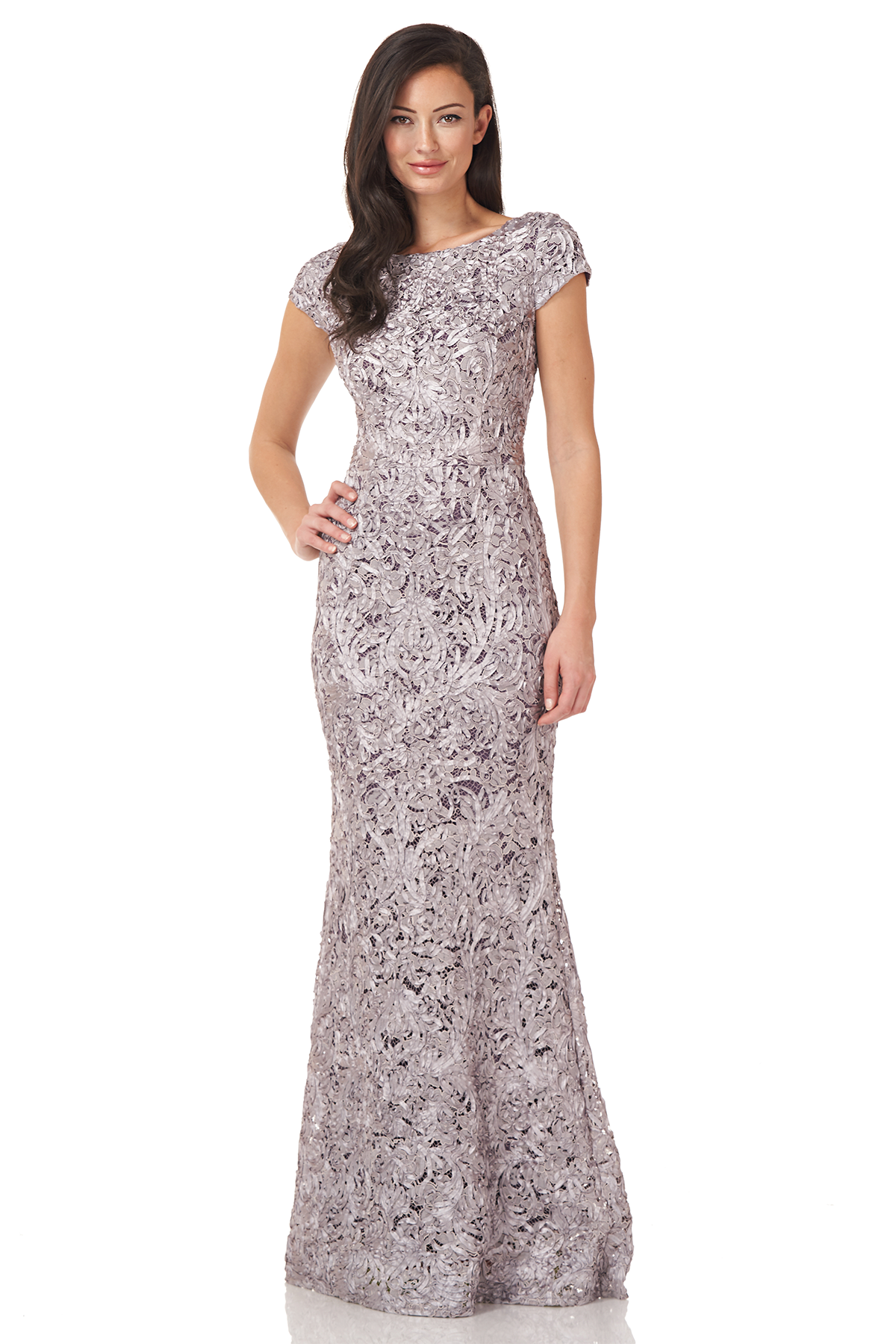 Embroidered Short Sleeve Gown