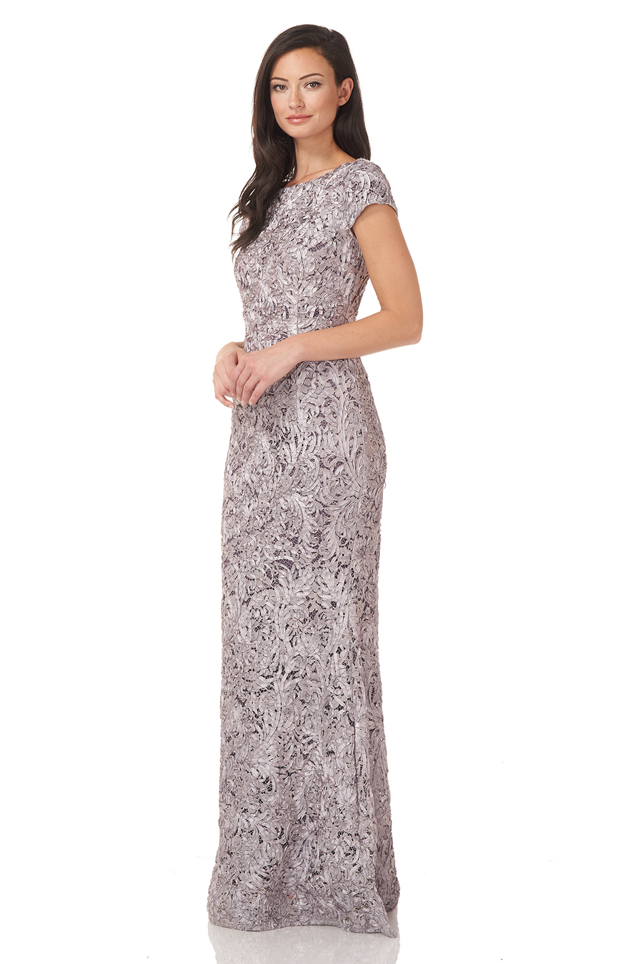 Embroidered Short Sleeve Gown JS Collections