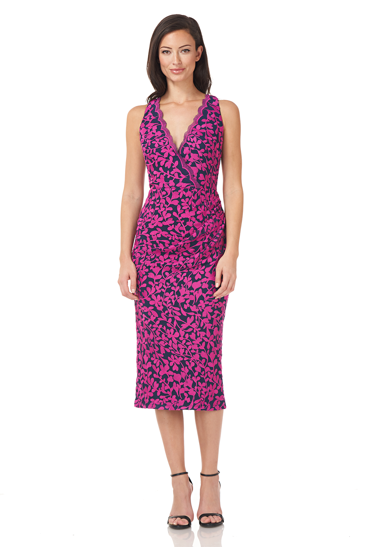 Halter Surplice Lace Midi