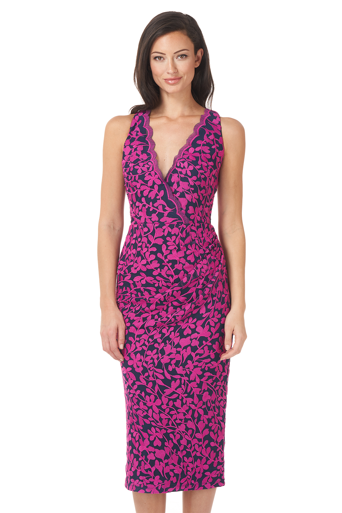 Halter Surplice Lace Midi