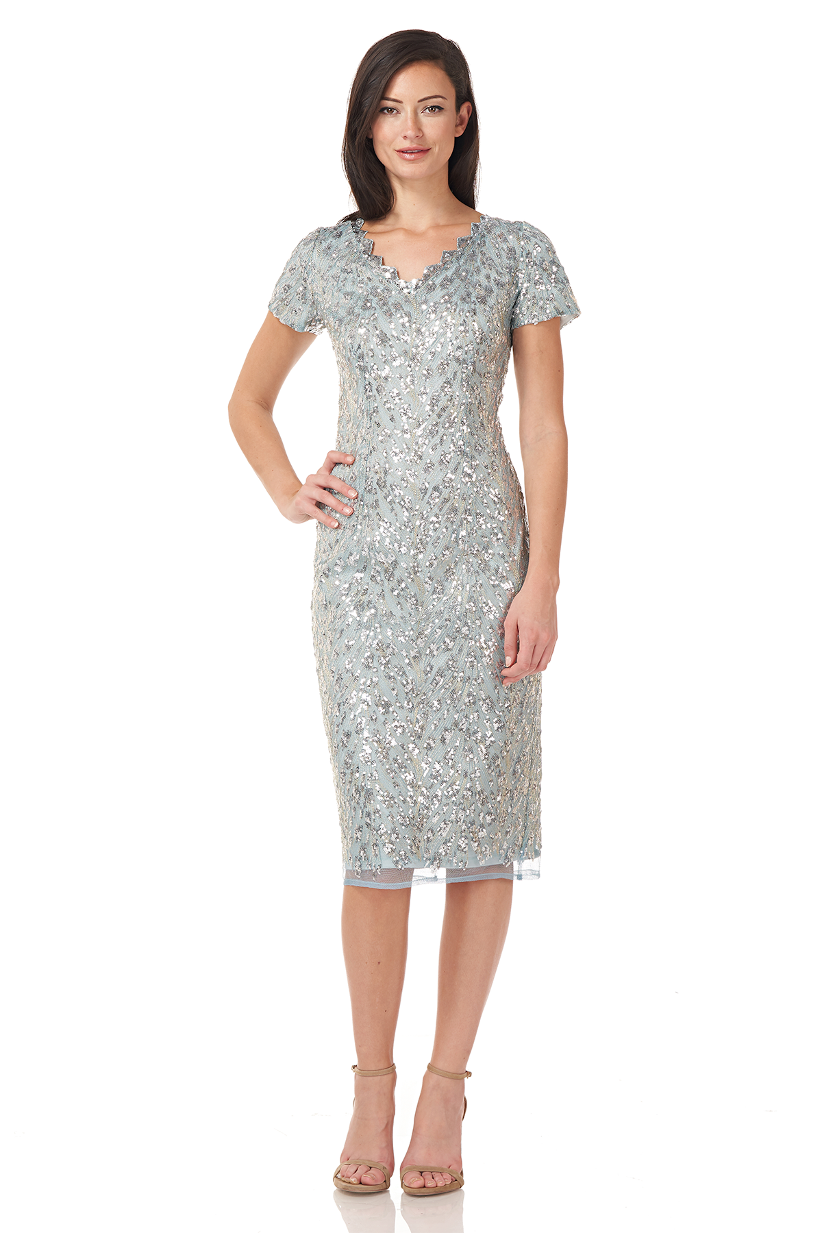 Short Sleeve Sequin Cocktail