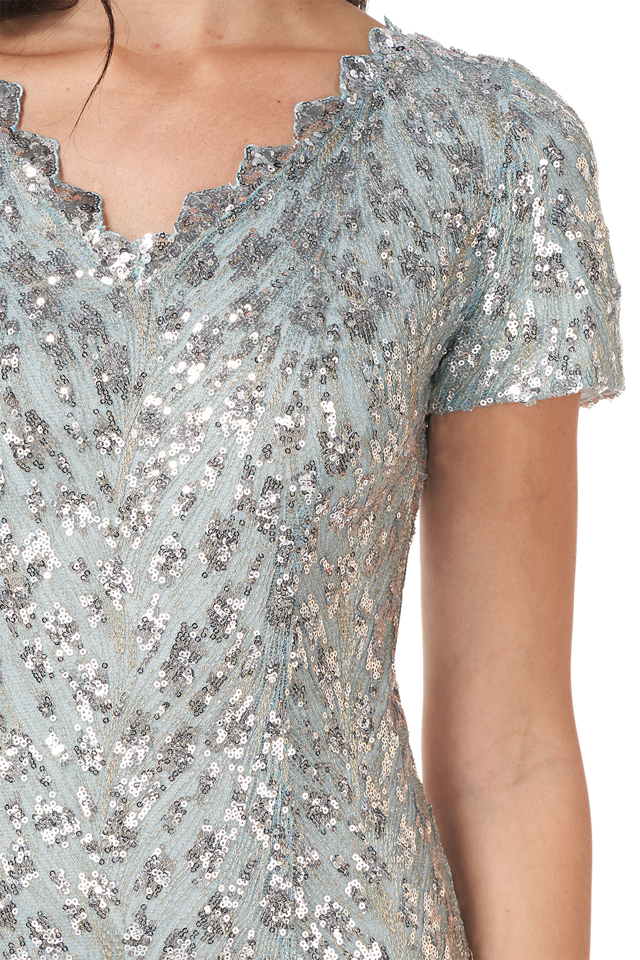 Short Sleeve Sequin Cocktail