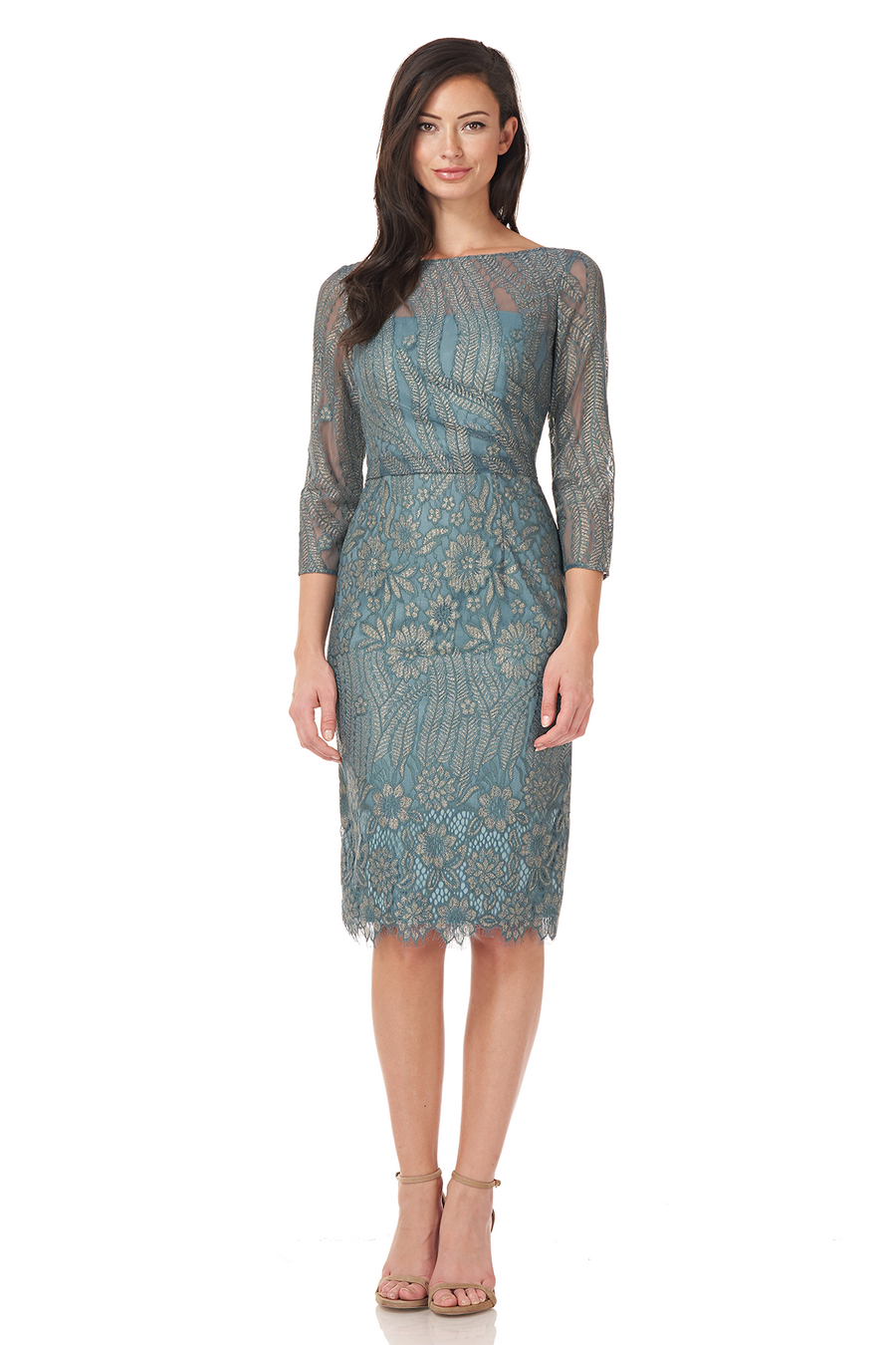 Js collection embroidered overlay illusion lace evening dress online