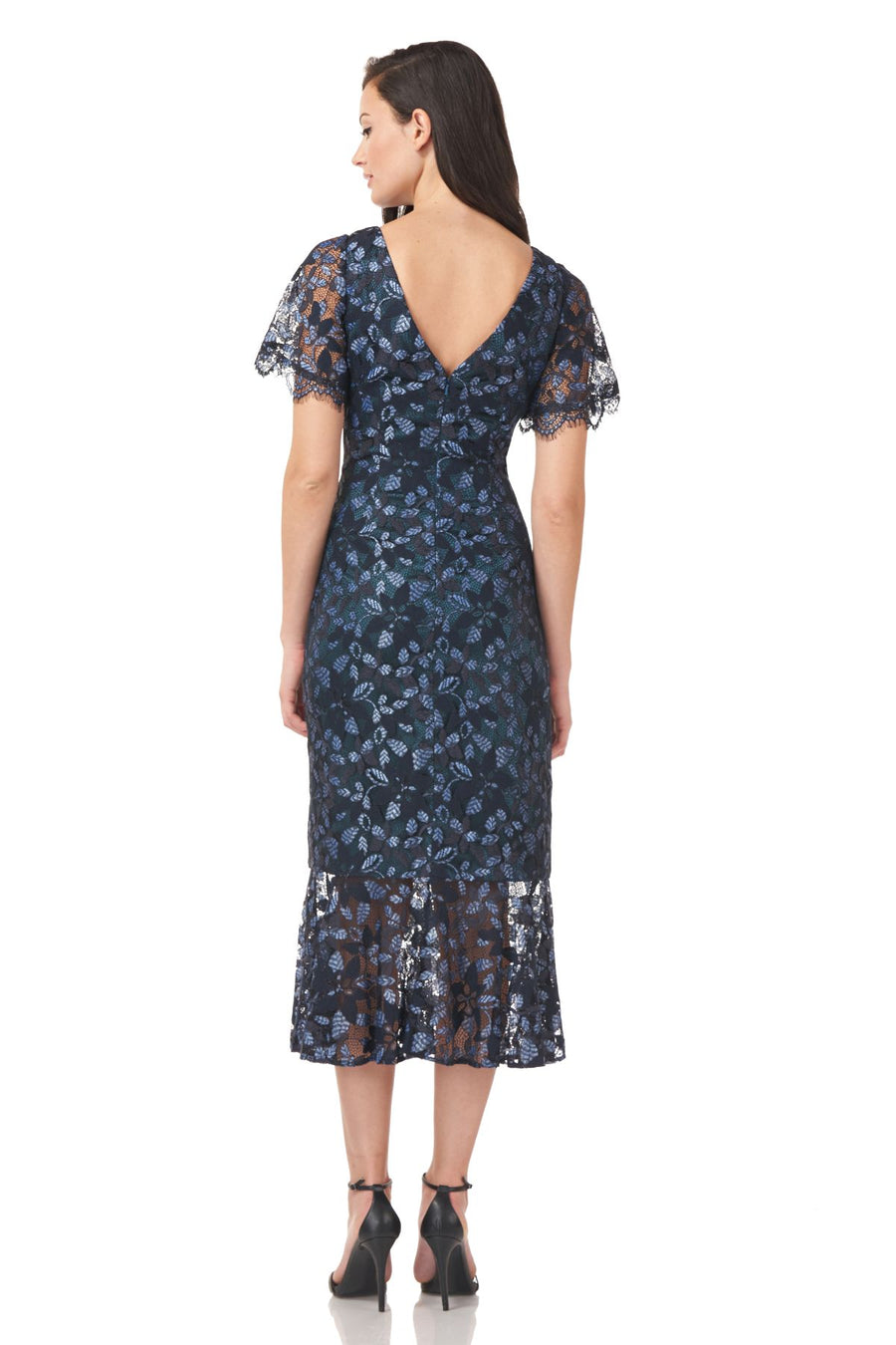 Flutter Sleeve Midi Lace Dress