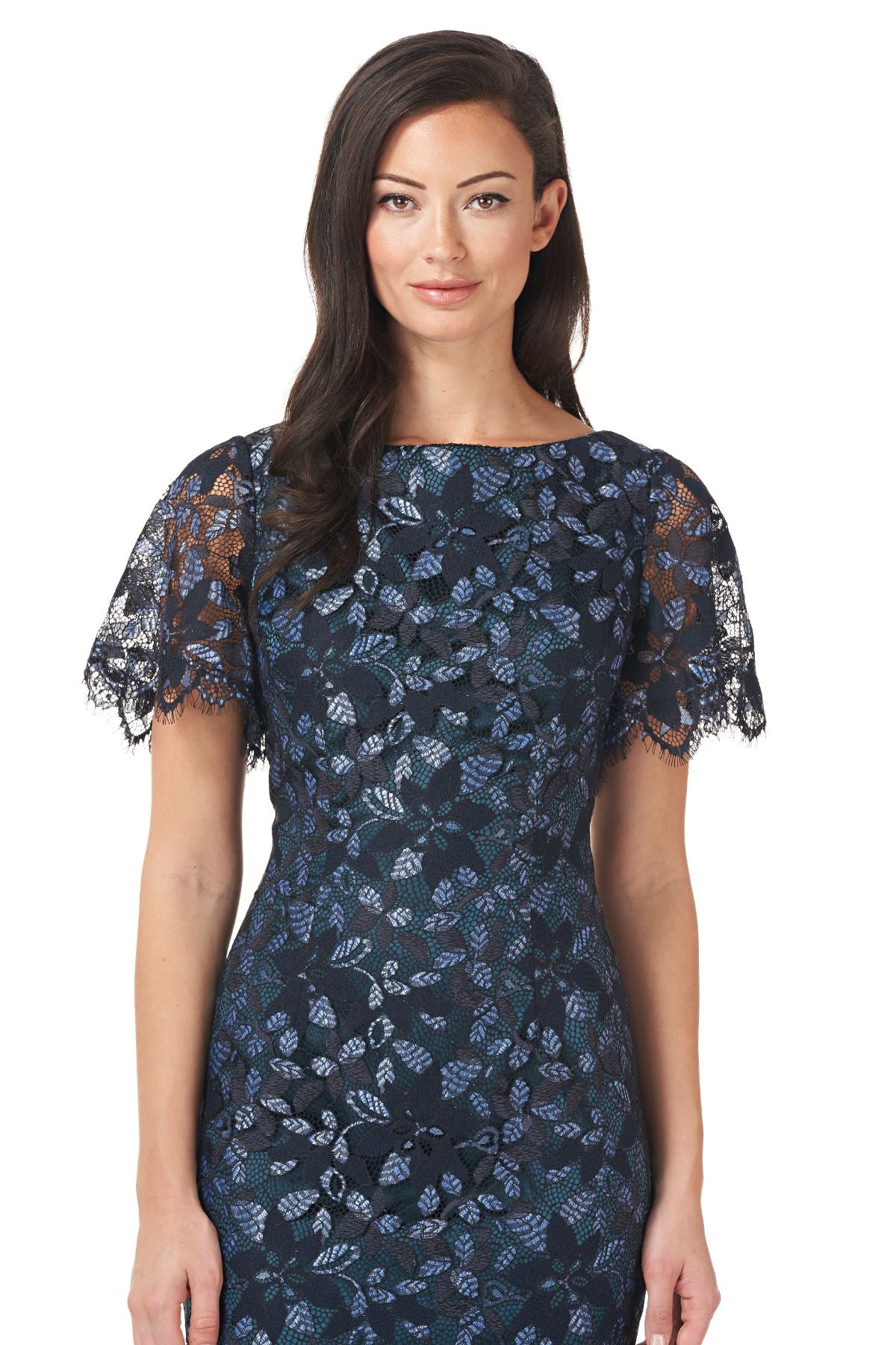 Flutter Sleeve Midi Lace Dress