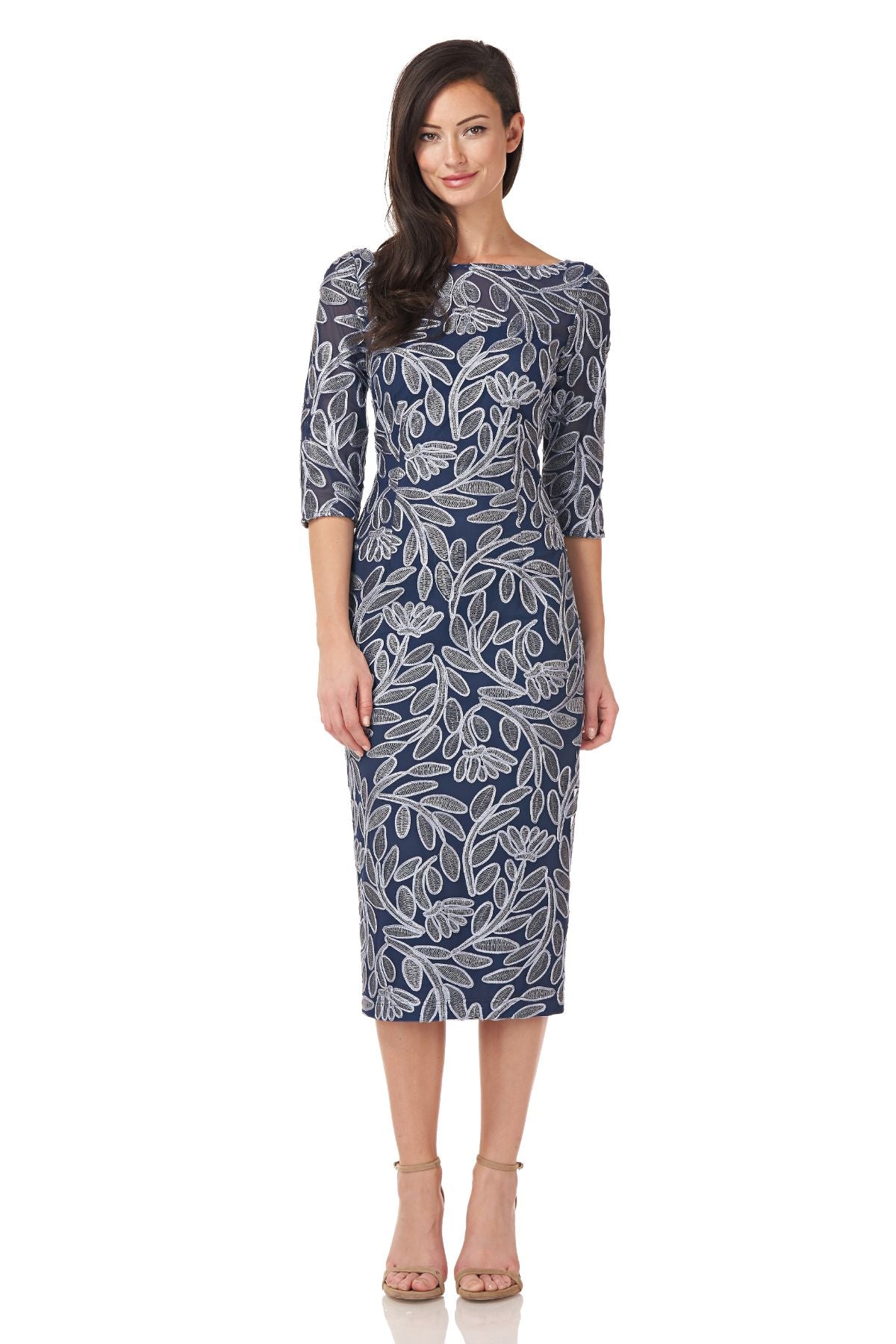 Embroidered Elbow Sleeve Cocktail