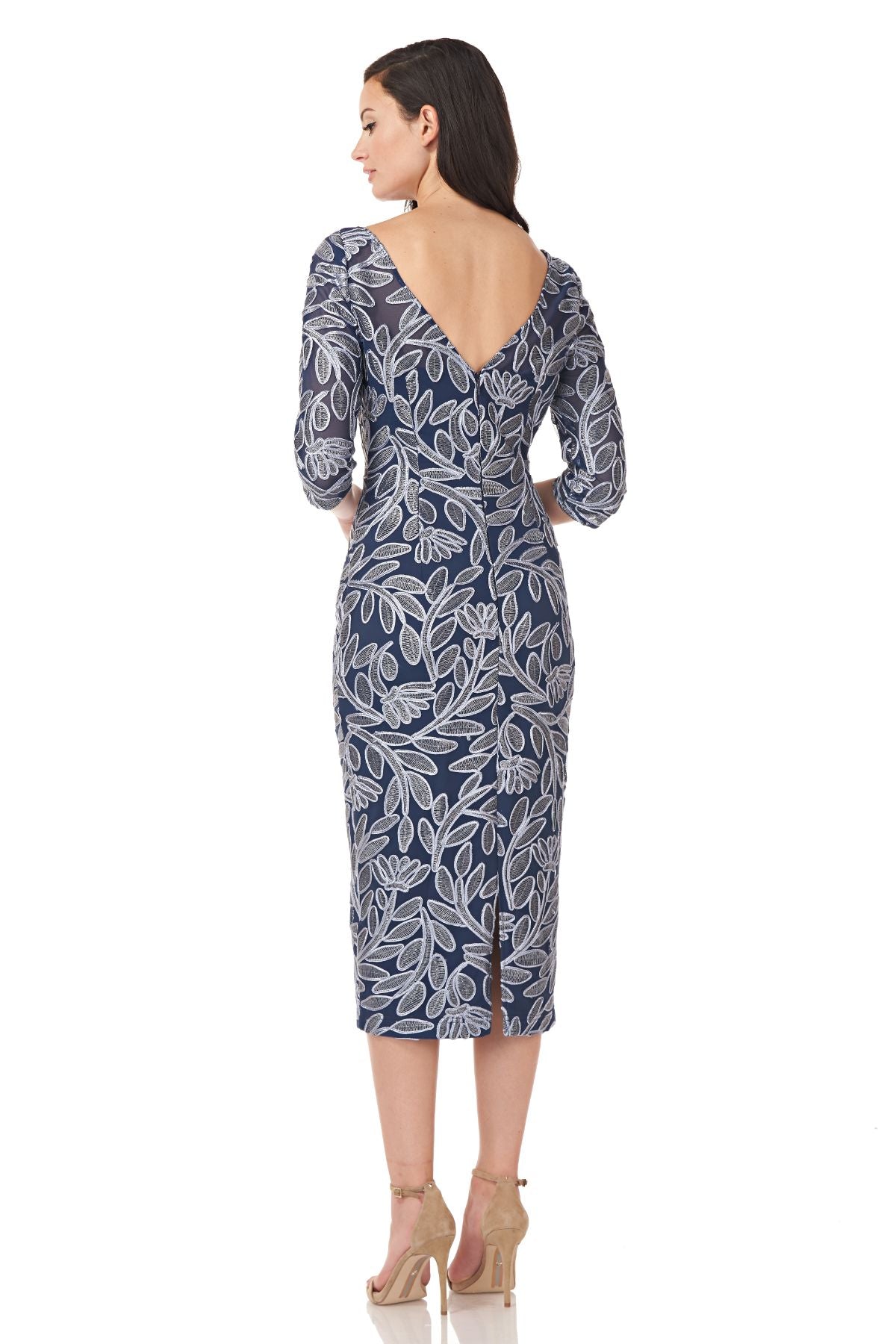 Embroidered Elbow Sleeve Cocktail