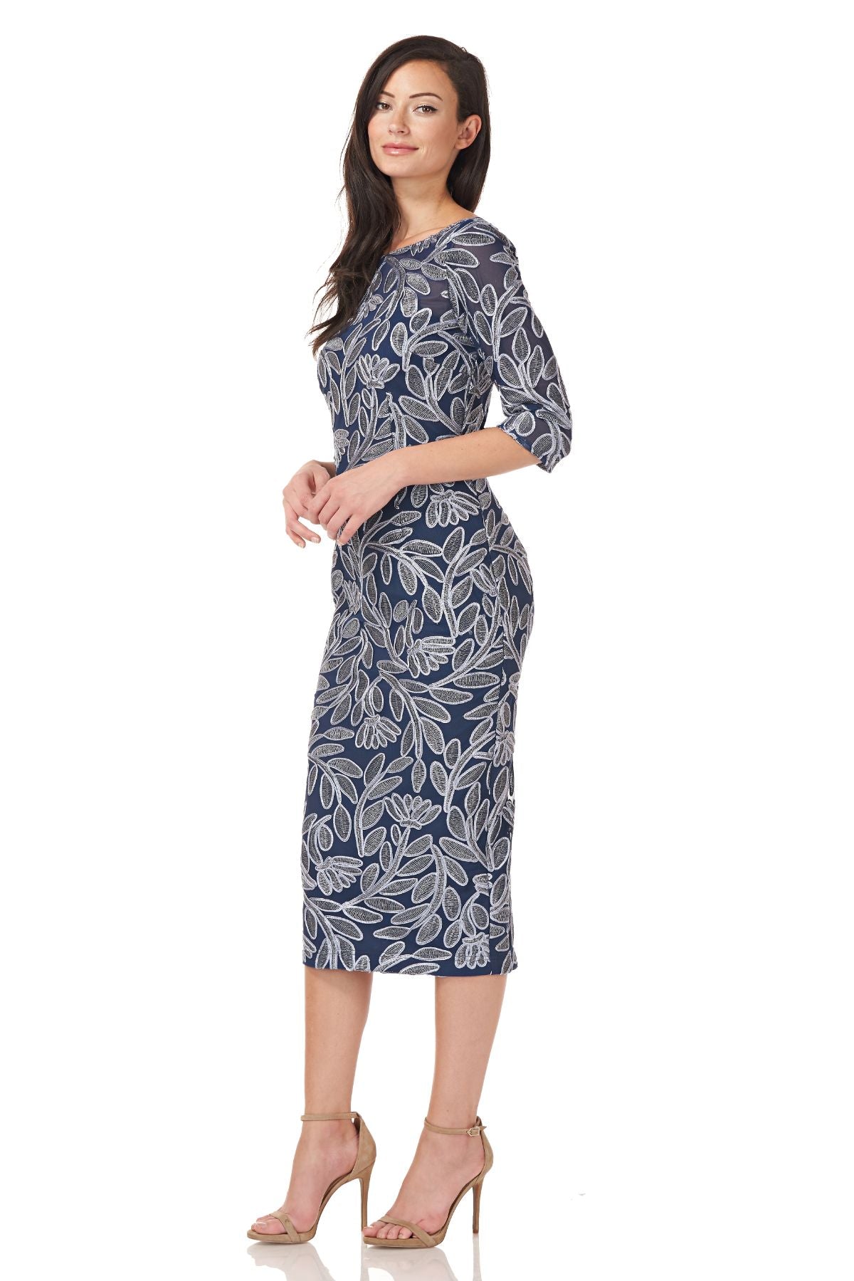 Embroidered Elbow Sleeve Cocktail