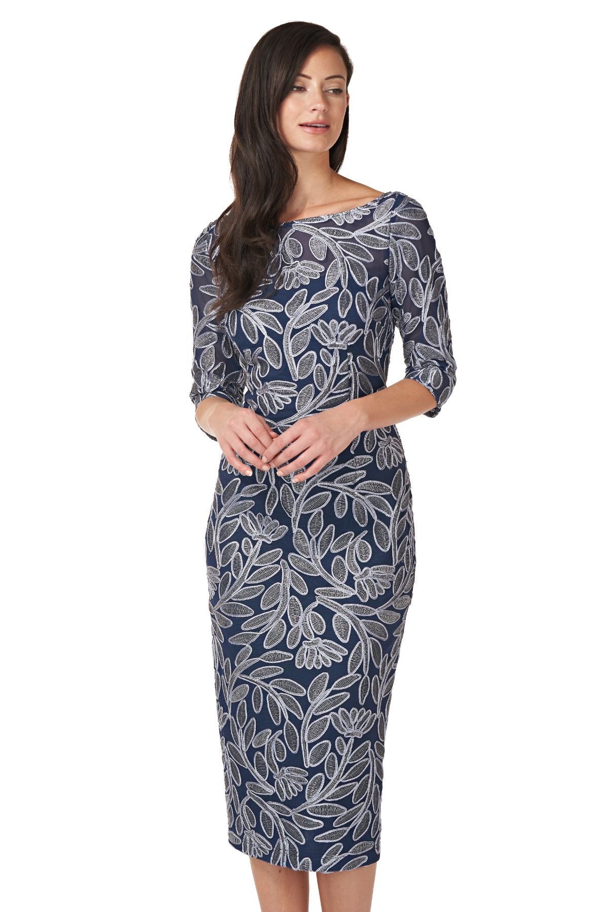 Embroidered Elbow Sleeve Cocktail