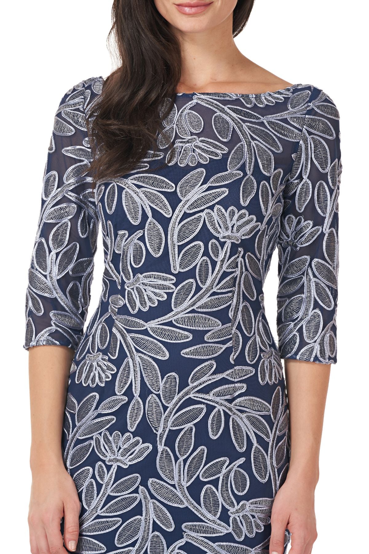 Embroidered Elbow Sleeve Cocktail