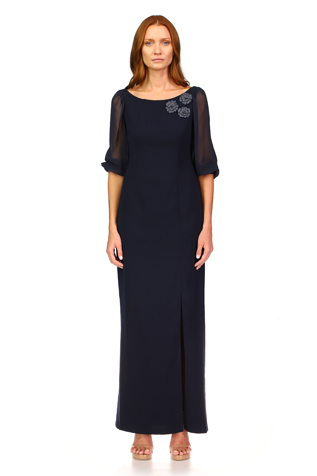 Long Sleeve Crepe Gown