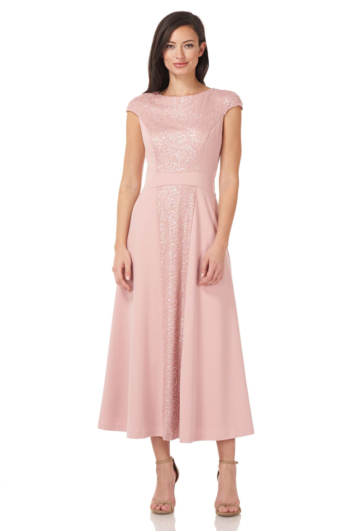 Sequin And Crepe Midi