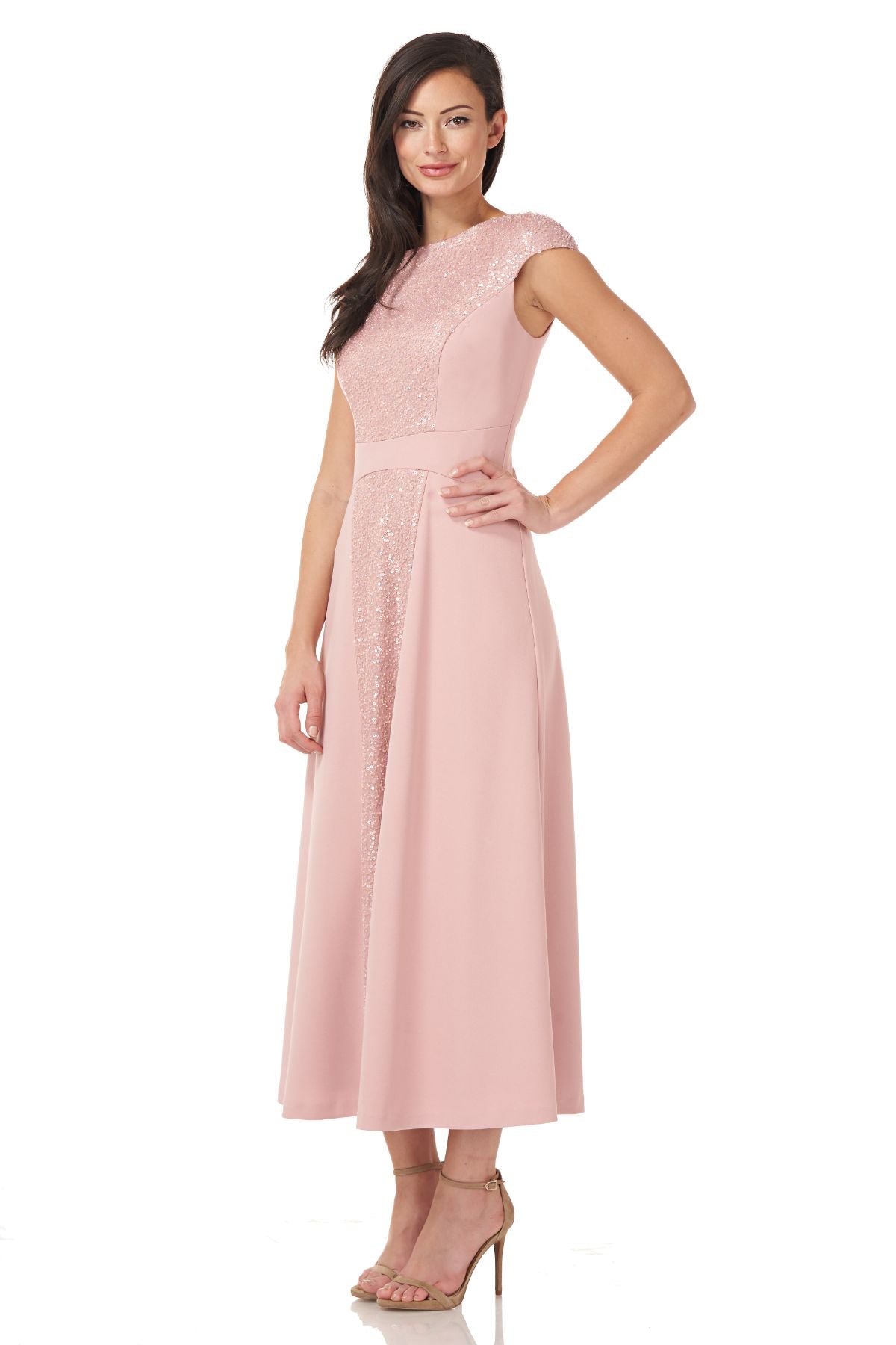 Sequin And Crepe Midi