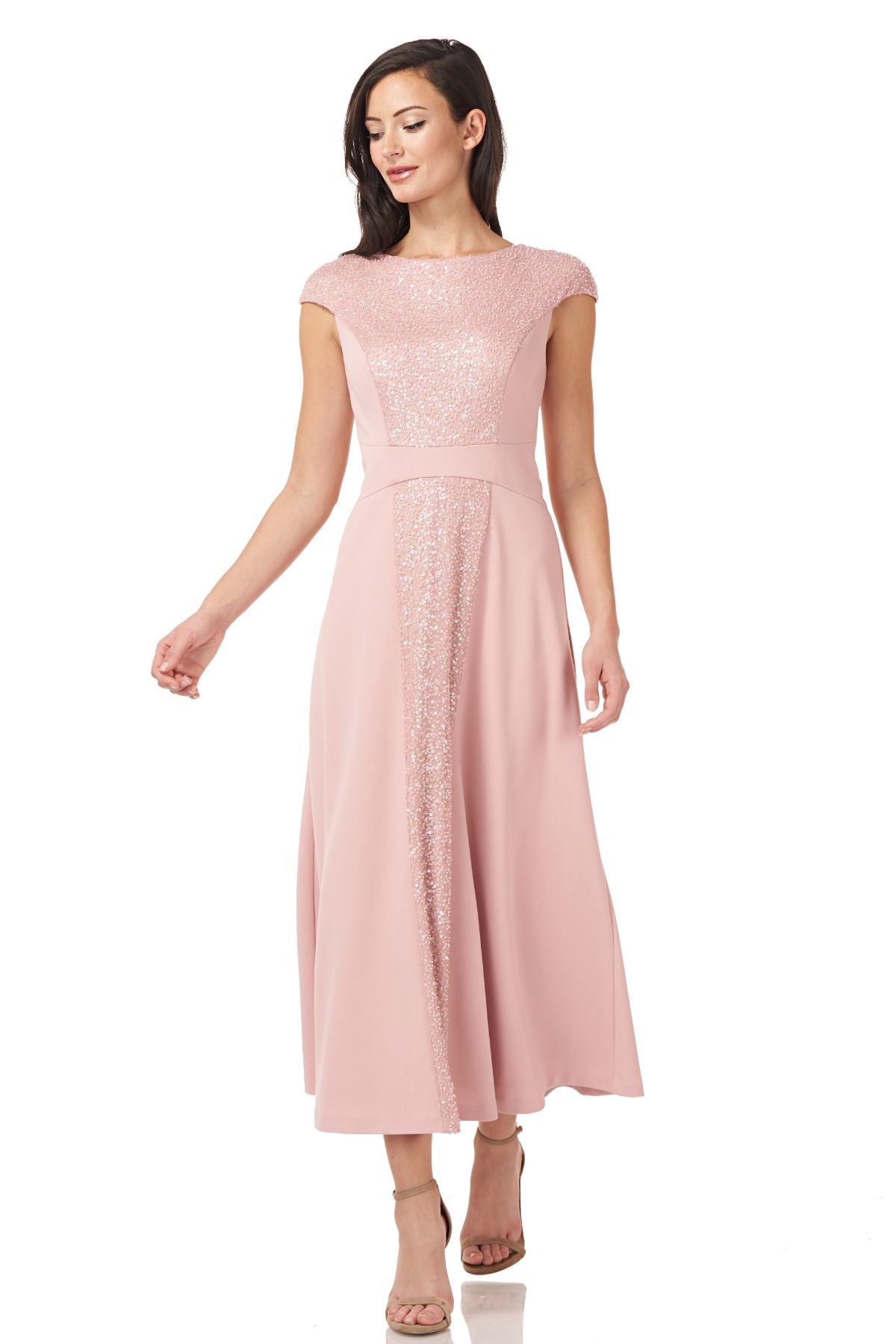 Sequin And Crepe Midi