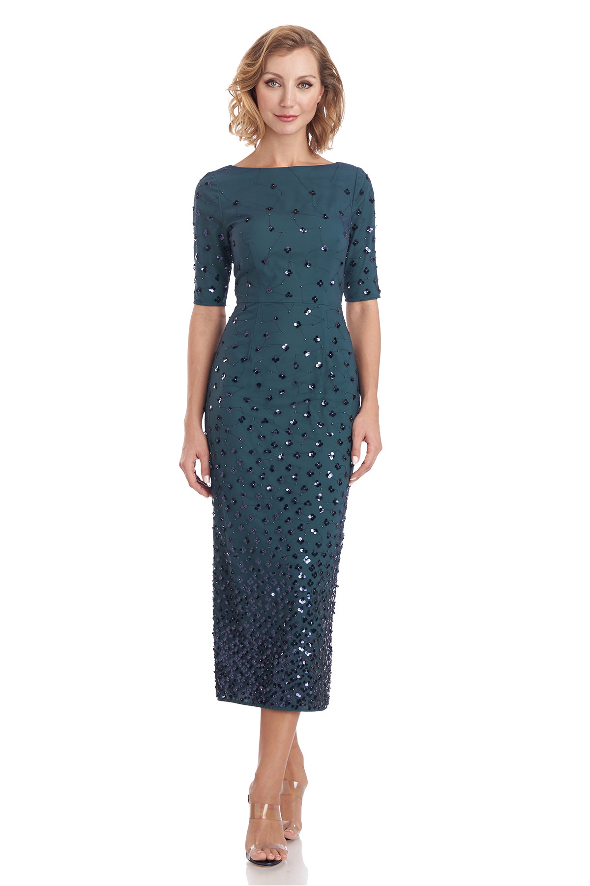 Whitney Jewel Neck Midi Dress