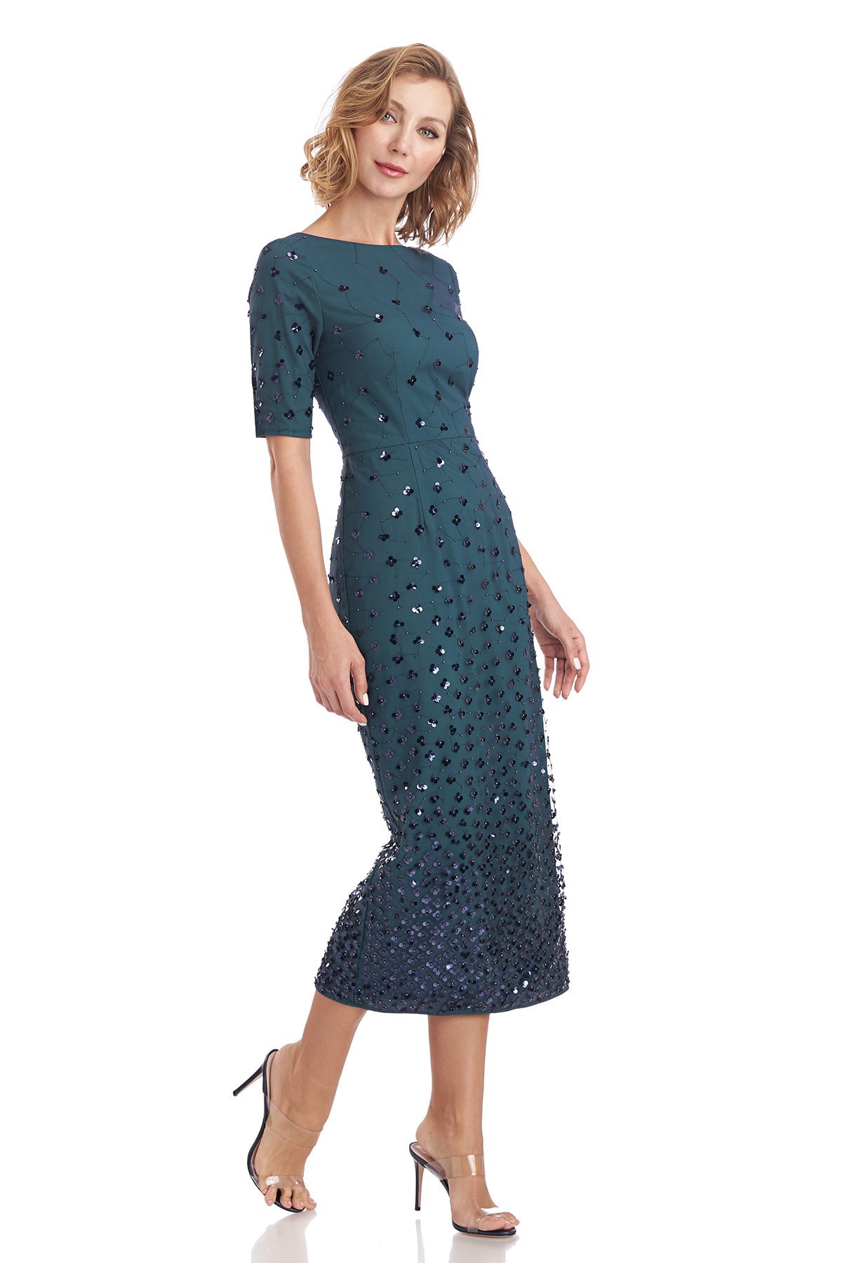 Whitney Jewel Neck Midi Dress