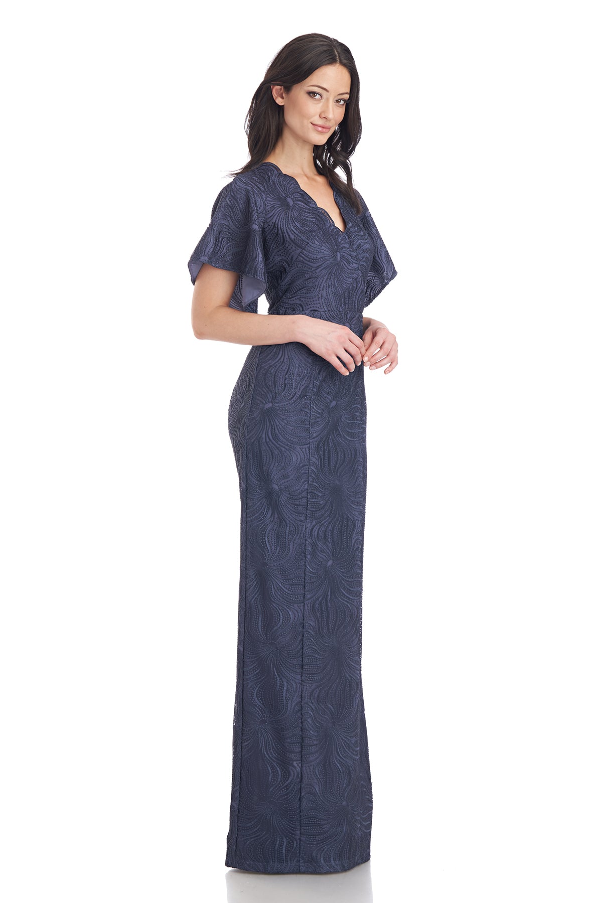 Drina V-Neck Column Gown
