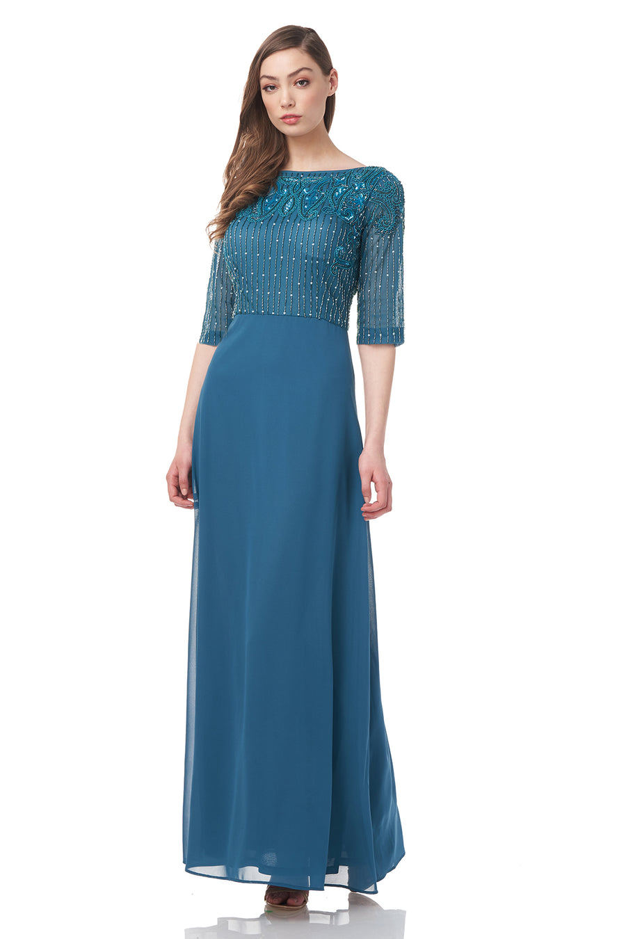Opal Elbow Sleeve A-Line Gown