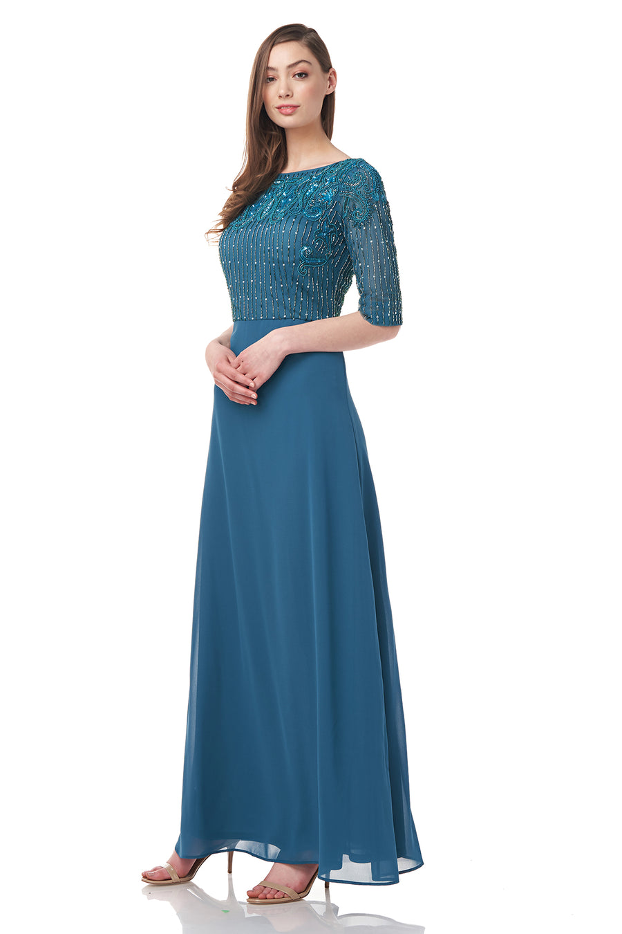 Opal Elbow Sleeve A-Line Gown