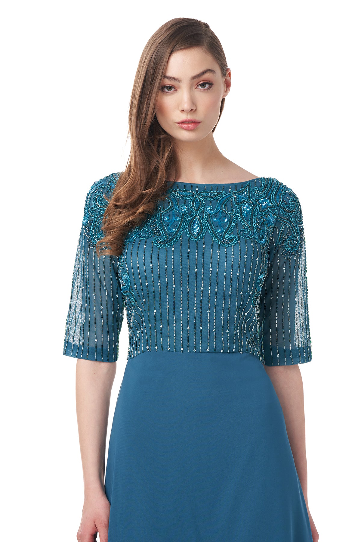 Opal Elbow Sleeve A-Line Gown