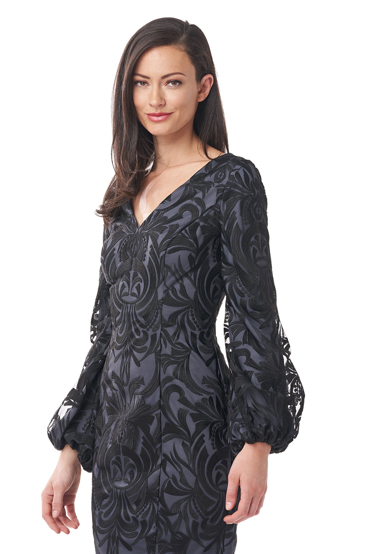 Lela Blouson Sleeve Midi Dress