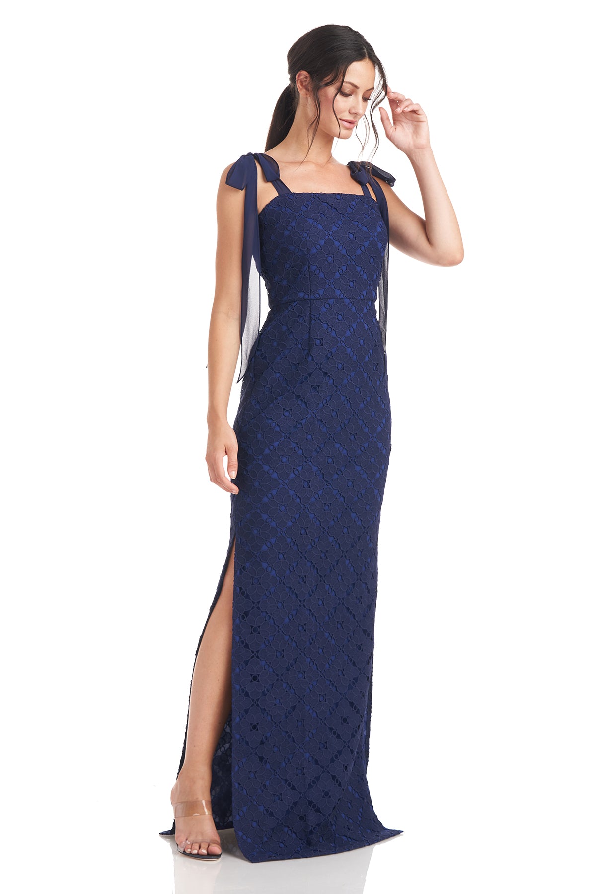 Lainey Bow Straps Column Gown