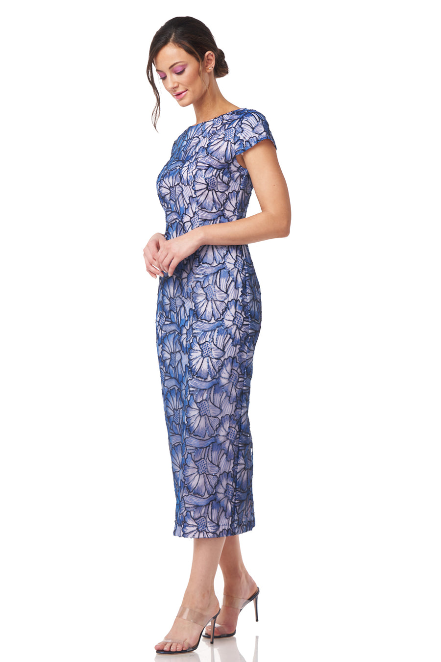 Lena Cap Sleeve Tea Length Dress