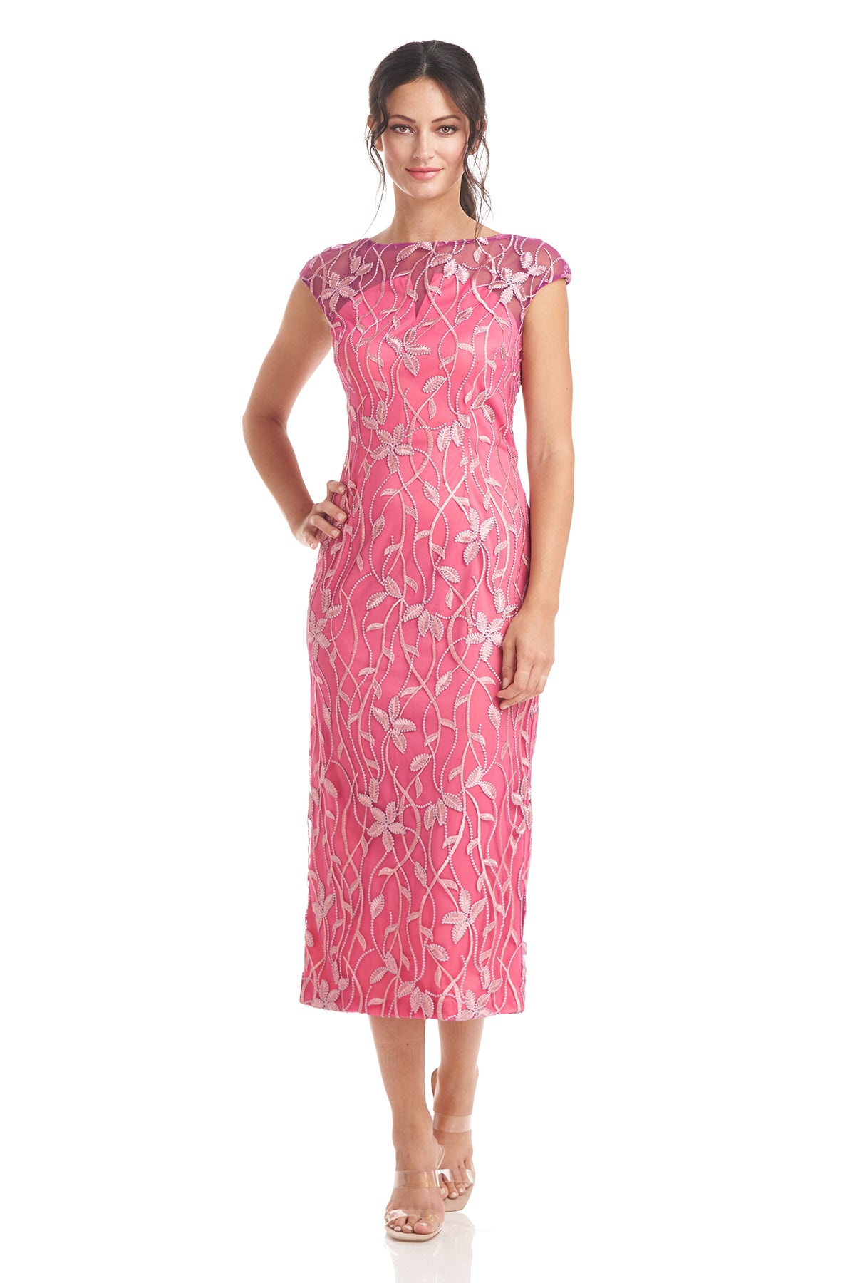 Crystal Column Tea Length Dress