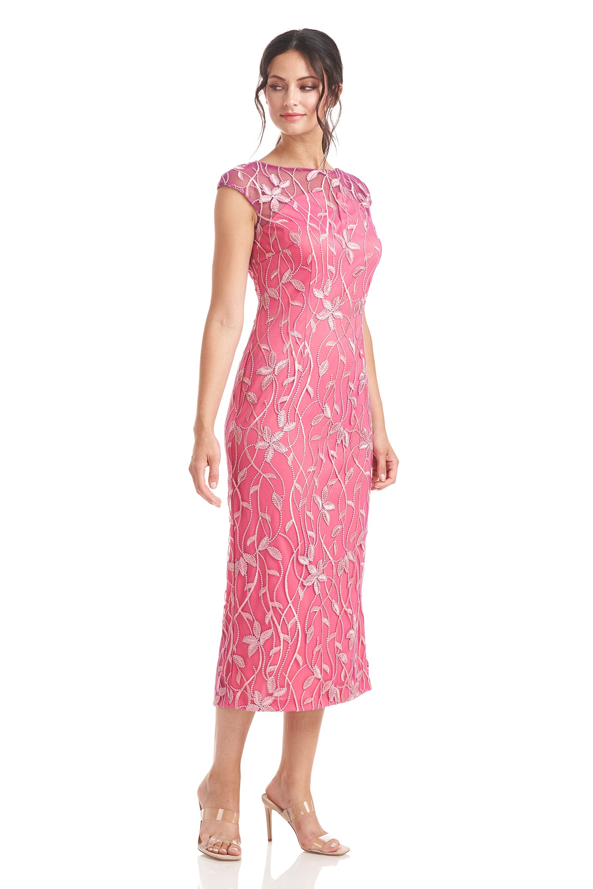 Crystal Column Tea Length Dress