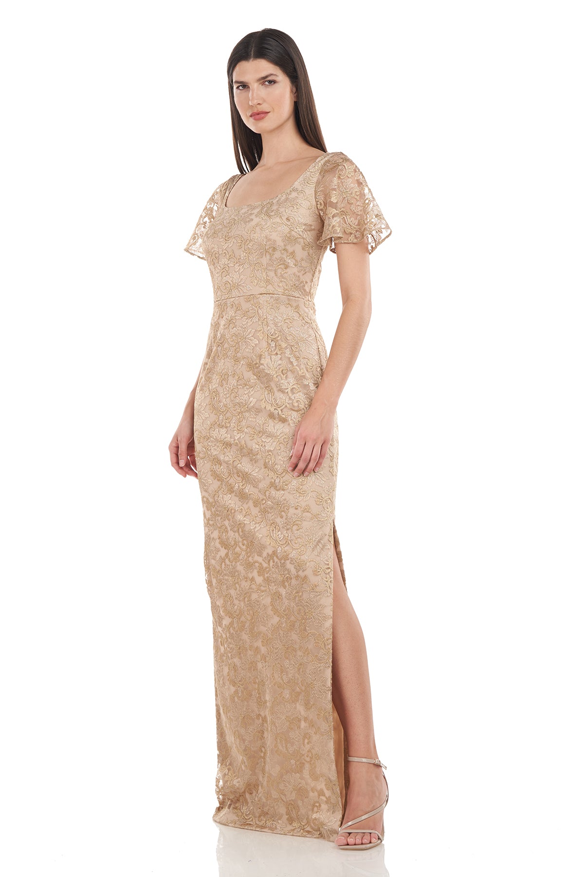 Brynlee Flutter Column Gown