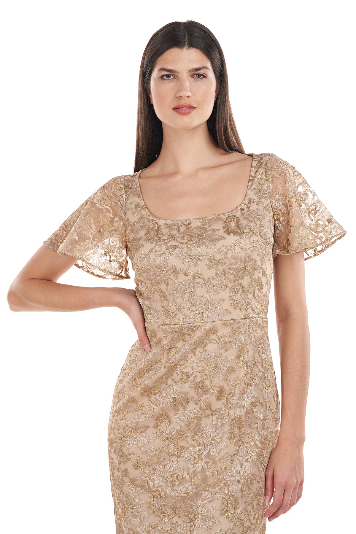 Brynlee Flutter Column Gown