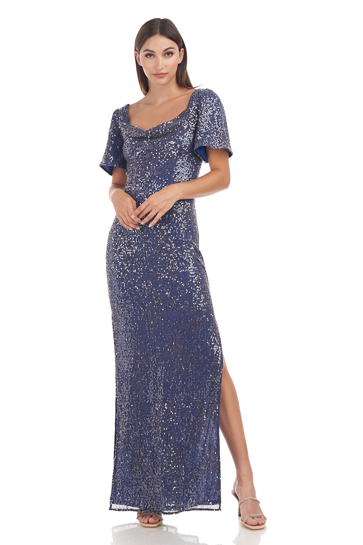 Stephanie Cowl Column Gown