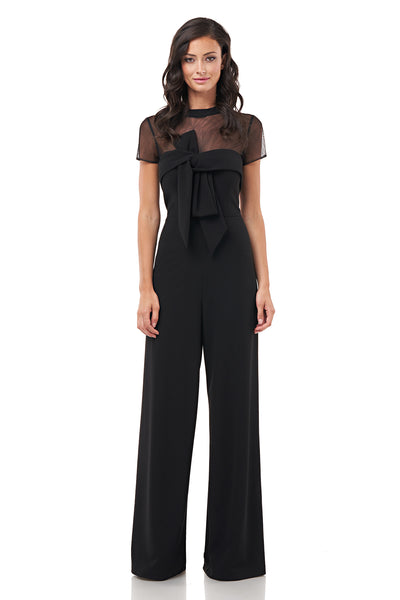 Crepe Oversize Bow Jumpsuit - Black - JS Collections