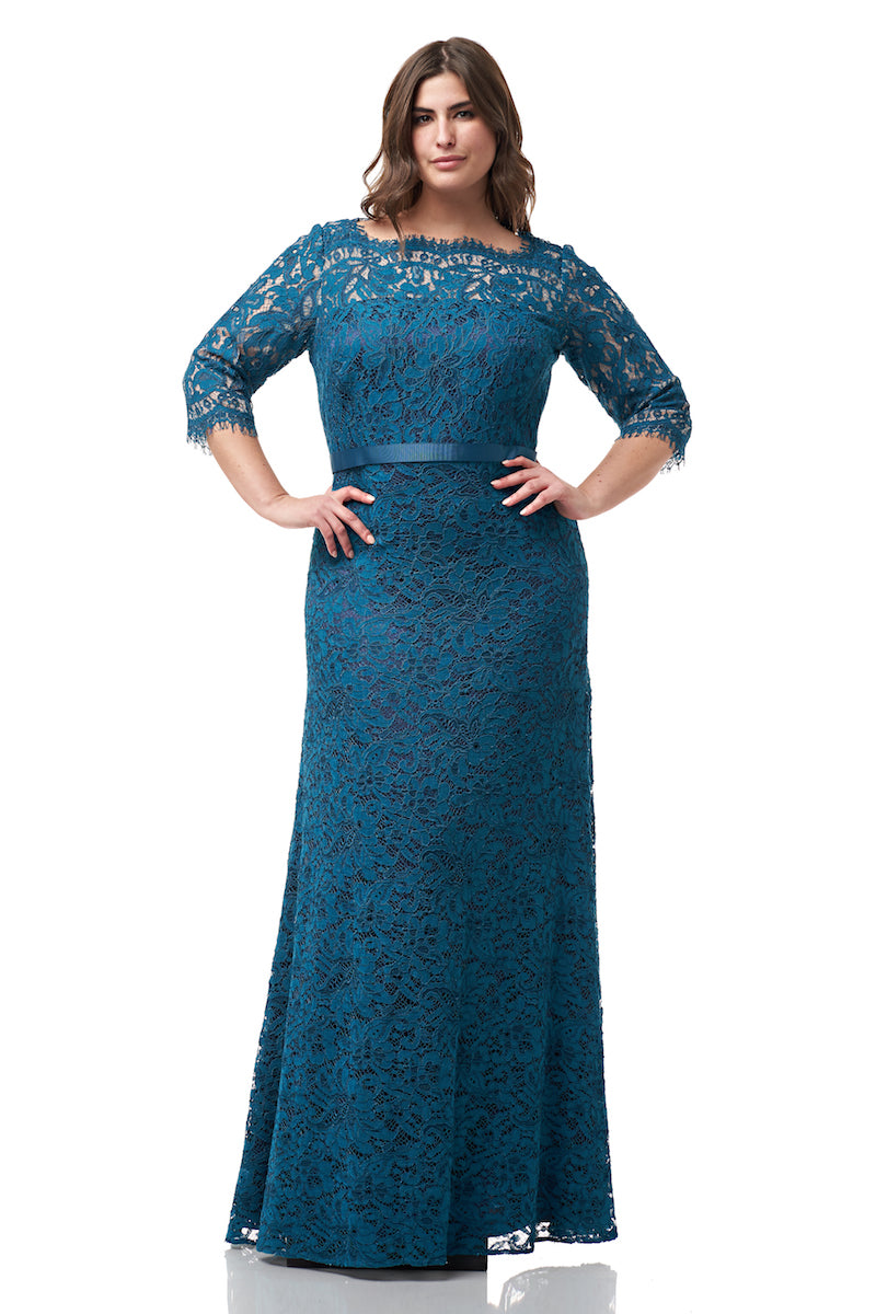 Boatneck Lace Dress Curve – JS Collections