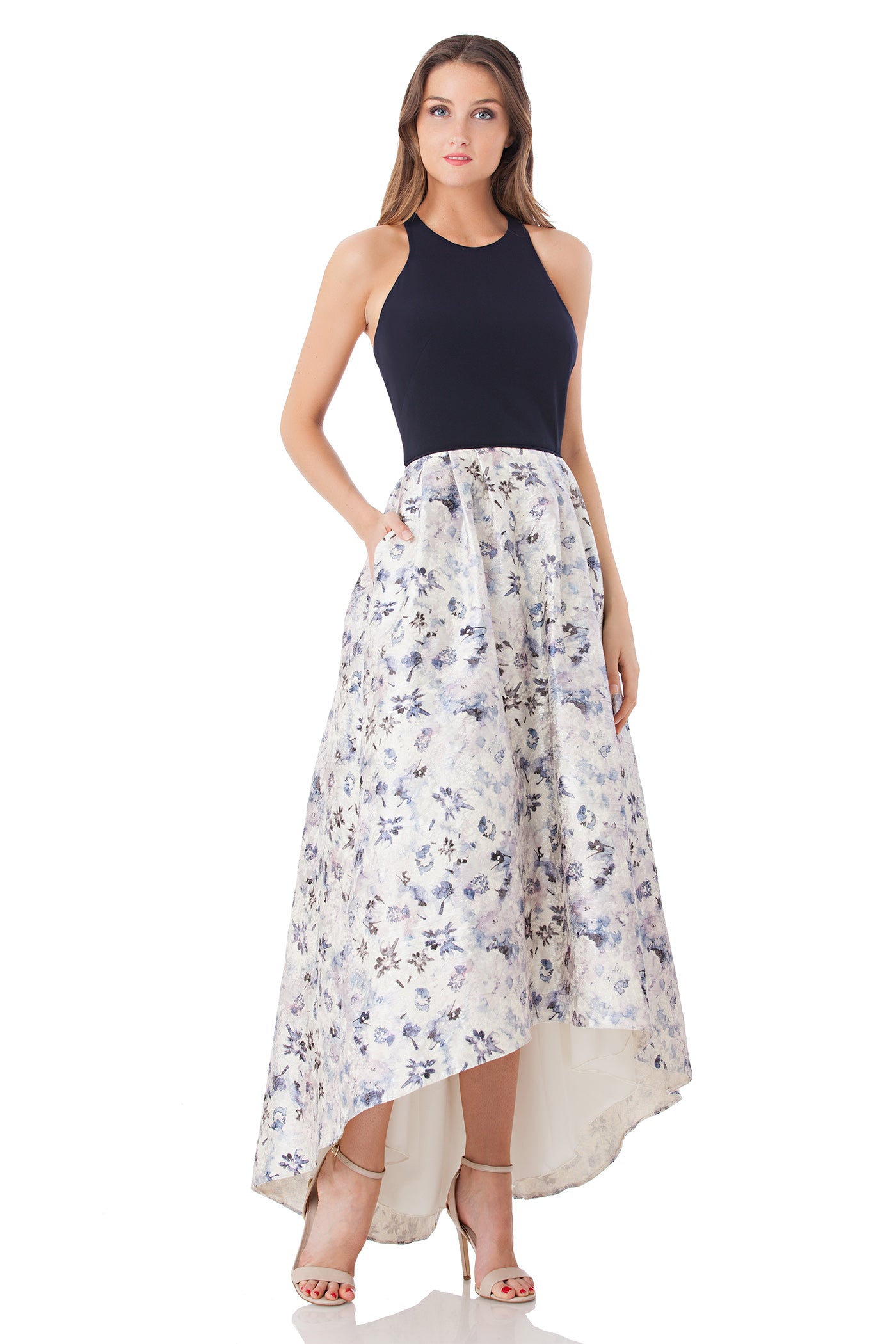 Halter Printed Hi-Low Gown
