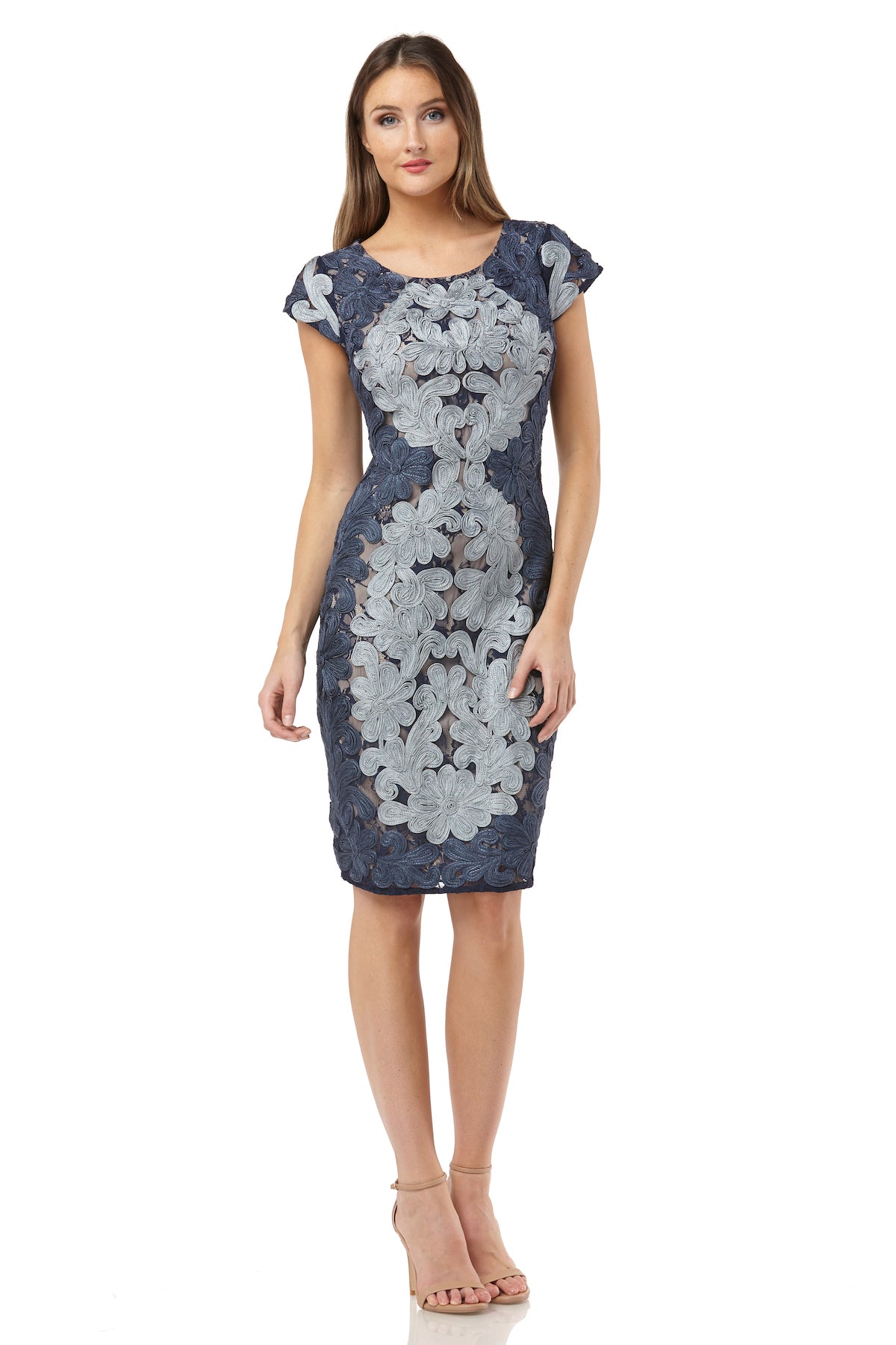 Soutache Lace Cocktail Dress With Cap Sleeves