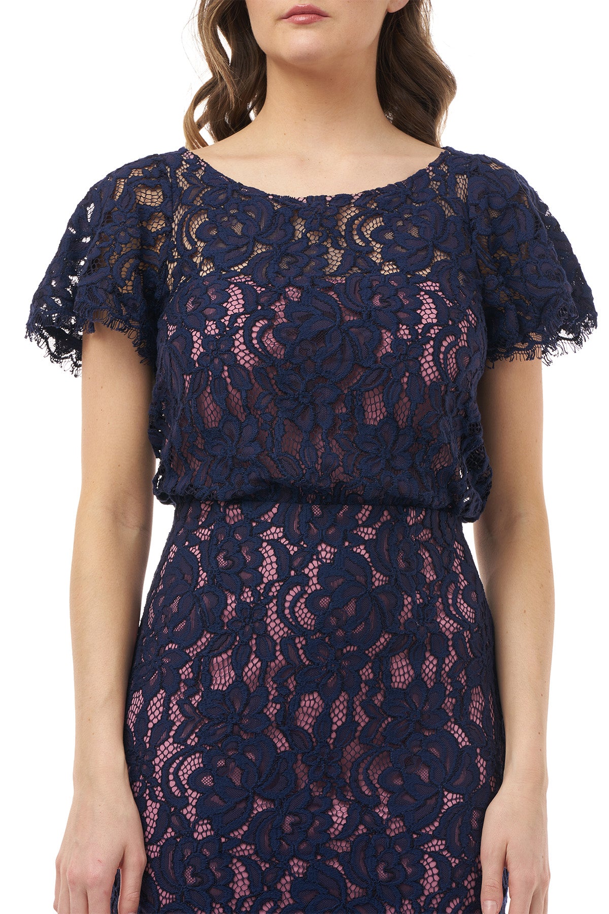 Lace Flutter Sleeve Midi Dress