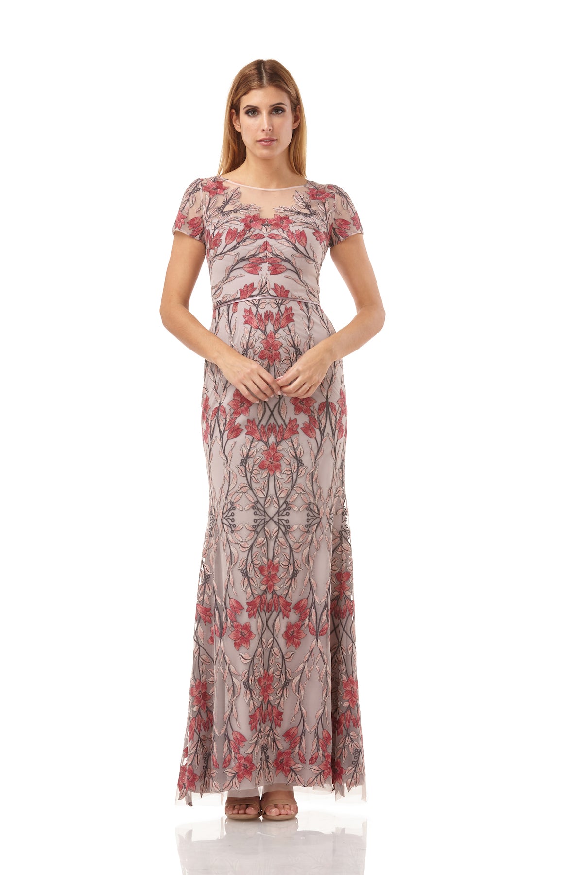 Deep V Embroidered Gown