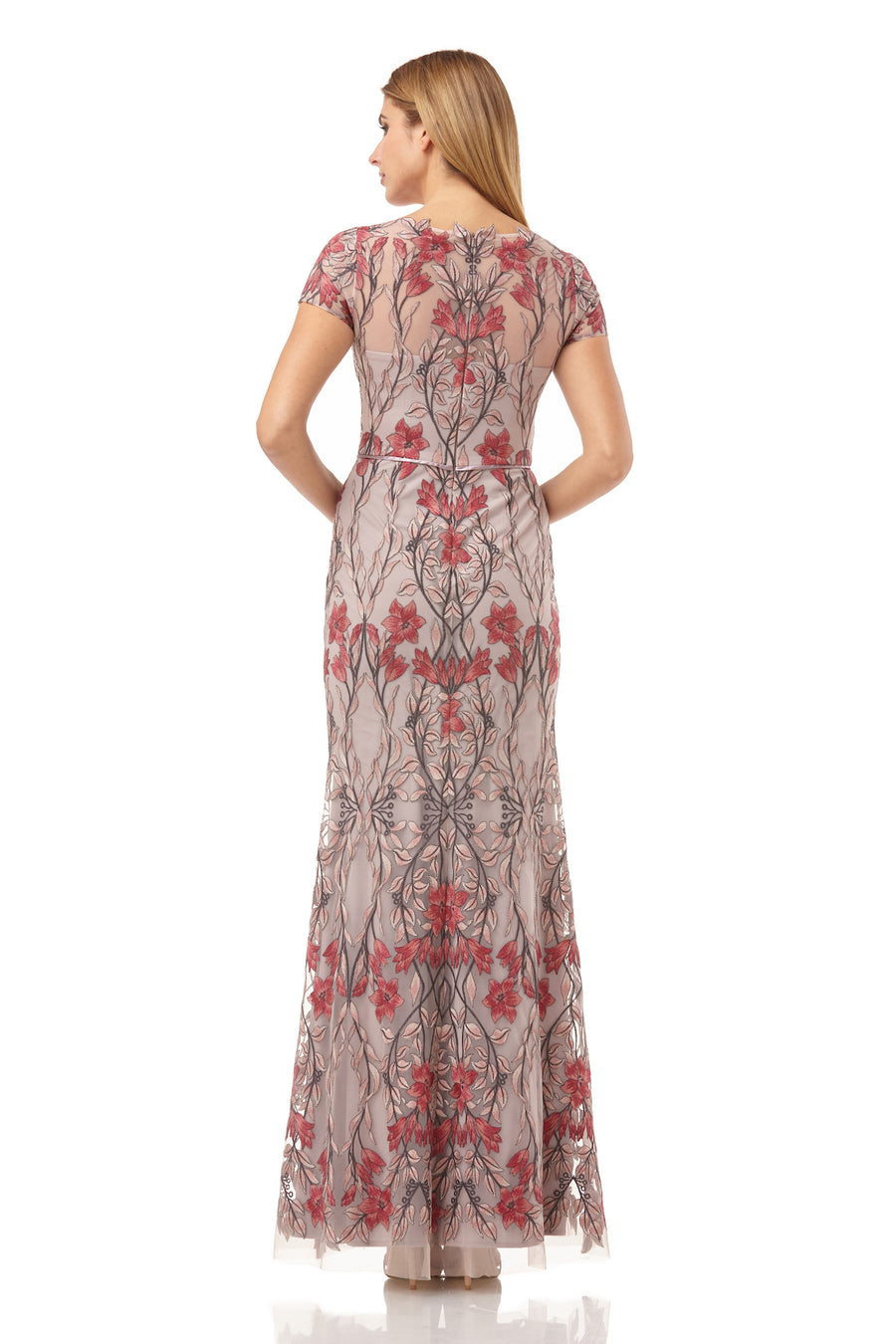 Deep V Embroidered Gown