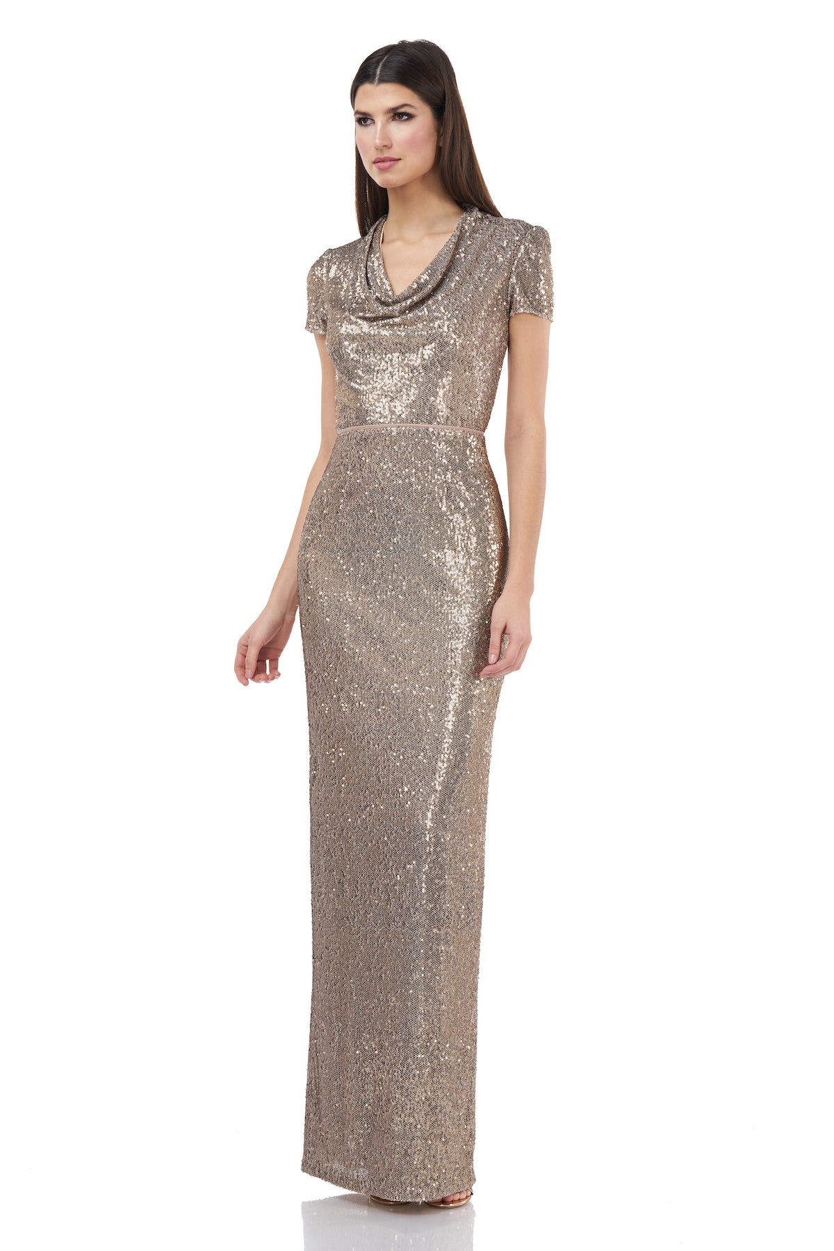 Cowl Neck Sequin Gown